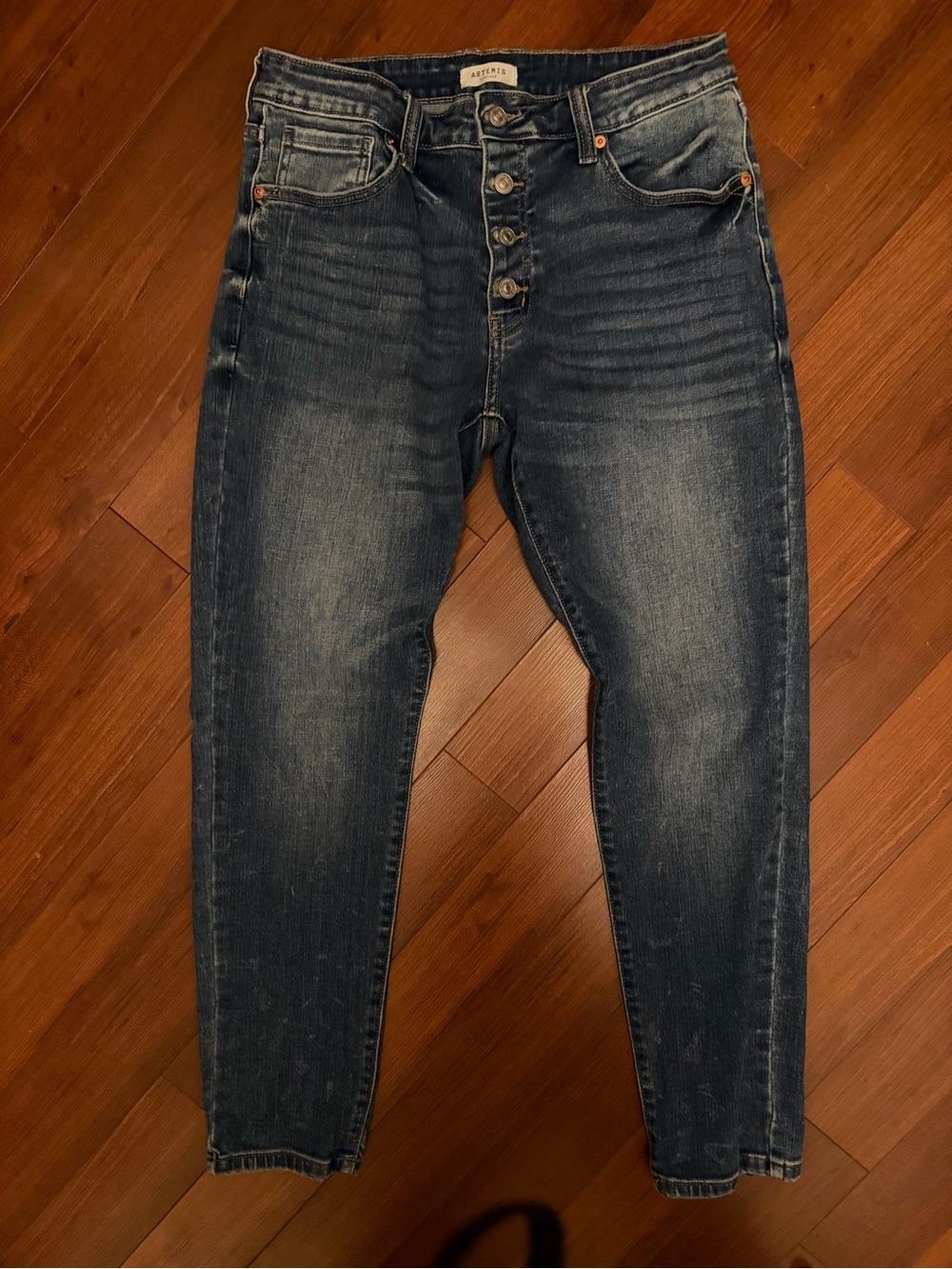 Artemis Vintage High Rise Button Fly Skinny Jeans Size 31 28” Inseam